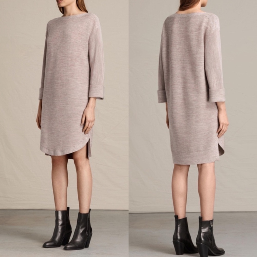 AllSaints Esia Oatmeal Merino Wool Pullover Dress‎
